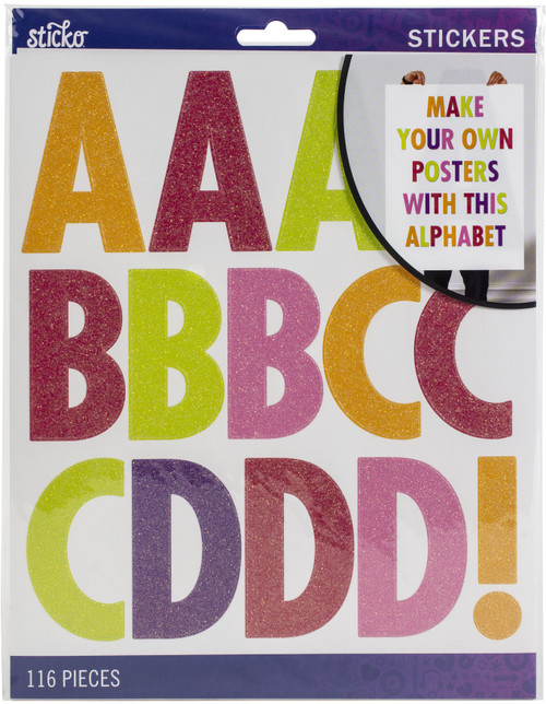 3 Pack - Sticko Alphabet Stickers 116/Pkg - Futura - Extra Large-Multi Glitter - 52-90202 - 015586972825