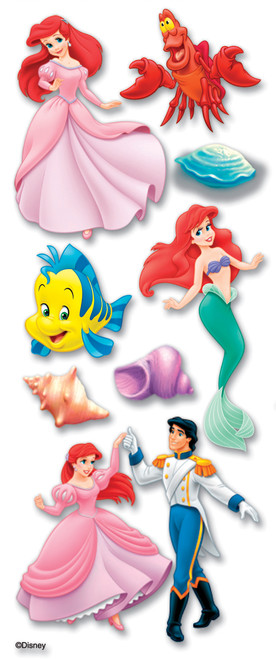 6 Pack - EK Disney Dimensional Stickers-Little Mermaid - DTODLM