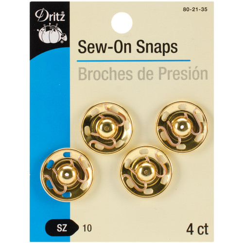 3 Pack - Dritz Sew-On Snaps 4/Pkg-Gold Size 10 - 80-21-35 - 072879278972