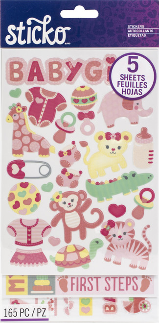 3 Pack - Sticko Themed Flip Pack Stickers 165/Pkg-Baby Girl - 52-60171 - 015586984095