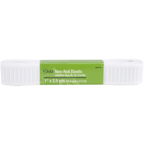6 Pack - Dritz Woven Non-Roll Elastic 1"X2.5yd-White - 9507-W - 072879095074