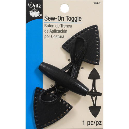 3 Pack - Dritz Sew-On Toggle-Black W/Dark Wood Button - 454-1 - 072879289992