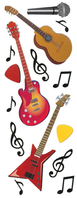3 Pack - Touch Of Jolee's Dimensional Stickers-Guitars & Music Notes - E5010023