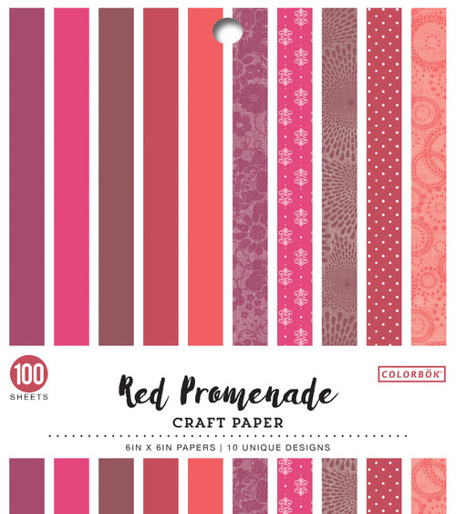 3 Pack - Colorbok Single-Sided Printed Cardstock 6"X6" 100/Pkg-Red Promenade, 10 Designs/10 Each - 74256 - 765468742564