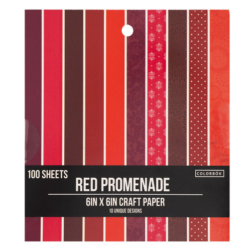 3 Pack - Colorbok Single-Sided Printed Craft Paper 6"X6" 100/Pkg-Red Promenade, 10 Designs/10 Each - 74256 - 765468742564