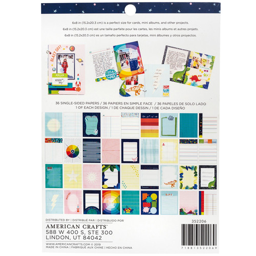 3 Pack - American Crafts Single-Sided Paper Pad 6"X8" 36/Pkg-Shimelle Field Trip - 352206 3 Pack - American Crafts Single-Sided Paper Pad 6"X8" 36/Pkg-Shimelle Field Trip - 352206