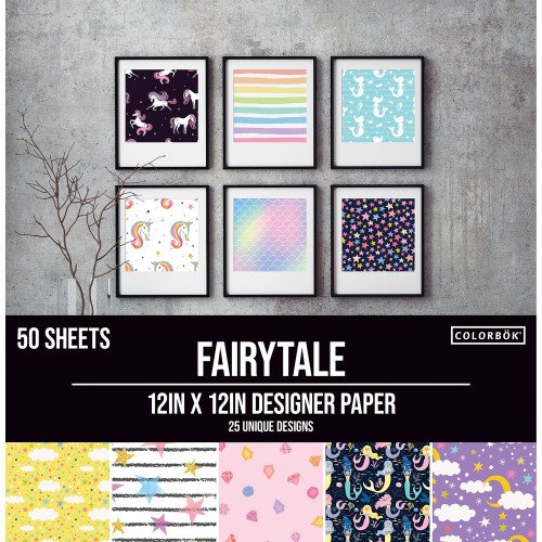 3 Pack - Colorbok 68lb Designer Single-Sided Paper 12"X12" 50/Pkg-Fairy Tale, 25 Designs/2 Each - 74333 - 765468743332