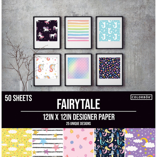 3 Pack - Colorbok 68lb Designer Single-Sided Paper 12"X12" 50/Pkg-Fairy Tale, 25 Designs/2 Each - 74333 - 765468743332