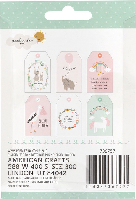 3 Pack - Pebbles Peek-A-Boo You Girl Cardstock Tags 24/Pkg-Girl, 6 Designs/4 Each - 736757 3 Pack - Pebbles Peek-A-Boo You Girl Cardstock Tags 24/Pkg-Girl, 6 Designs/4 Each - 736757