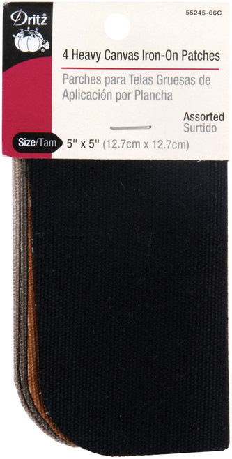3 Pack - Dritz Iron-On Heavy Canvas Patches 5"X5"-Assorted Colors - 5524566C - 072879267211