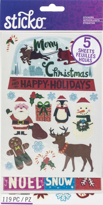 3 Pack - Sticko Themed Flip Pack Stickers 119/Pkg-Holiday - 52-60176 - 015586984552