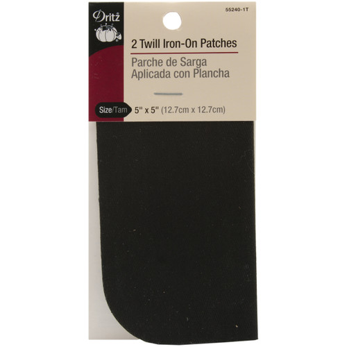 6 Pack - Dritz Iron-On Patches 5"X5" 2/Pkg-Black Twill - 55240-1T - 072879150445