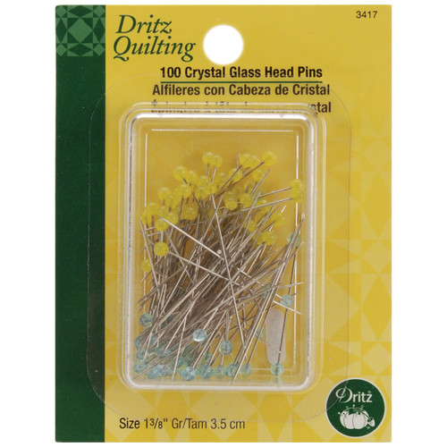 3 Pack - Dritz Quilting Crystal Glass Head Pins 100/Pkg-Size 22 - 3417 - 072879034172