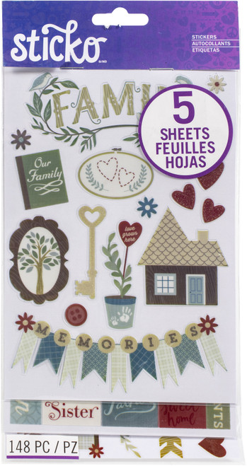 3 Pack - Sticko Themed Flip Pack Stickers 148/Pkg-Family Icons - 52-60181 - 015586788075