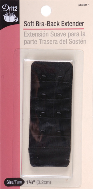 6 Pack - Dritz Soft Bra-Back Extender 1-1/4"-Black 2 Hooks - 56620 - 072879140590