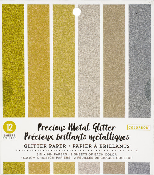 3 Pack - Colorbok Glitter Paper Pad 6"X6" 12/Pkg-Precious Metal - 74033-BL - 765468740331