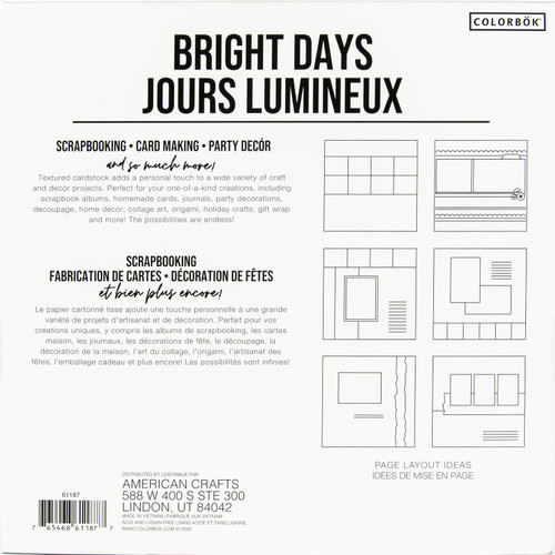 3 Pack - Colorbok Textured Cardstock Pad 12"X12" 30/Pkg-Bright Days - 61187