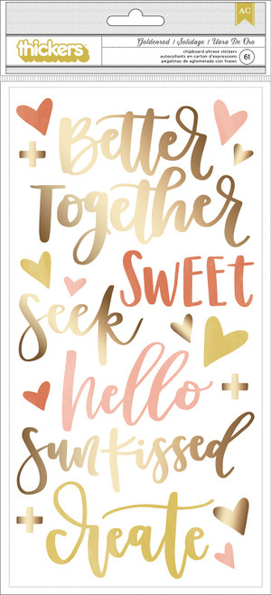 3 Pack - One Canoe Two Goldenrod Thickers Stickers 5.5"X11" 61/Pkg-Phrase/Gold Foiled Chipboard - 350330