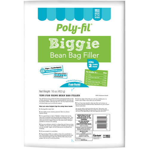 2 Pack - Fairfield Poly-Fil Biggie Bean Bag Filler-16oz - PFBBL - 035352107640