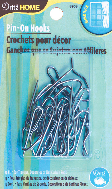 6 Pack - Dritz Home Pin-On Drapery Hooks 14/Pkg- - 8908 - 072879115710