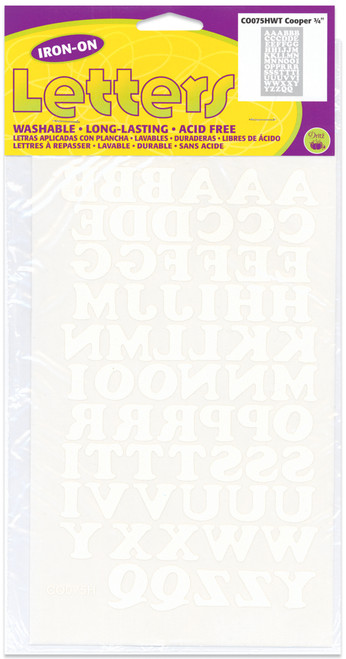 3 Pack - Dritz Iron-On Letters Soft Flock 3/4" Cooper-White - CO075-HWT - 749737202096