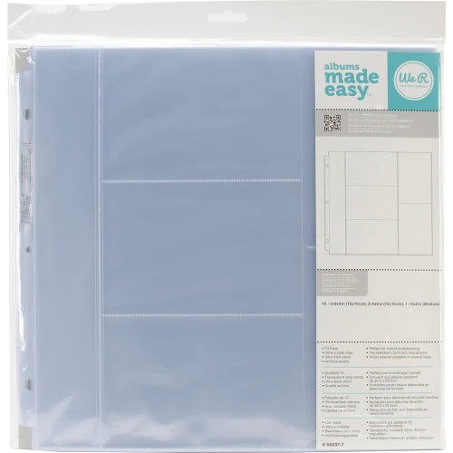 3 Pack - We R Ring Photo Sleeves 12"X12" 10/Pkg-(3) 4"X6" & (2) 6"X4" Pockets - WR660139 - 633356601395