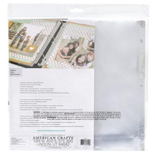 3 Pack - We R Ring Photo Sleeves 12"X12" 10/Pkg-Full Page - WR660150