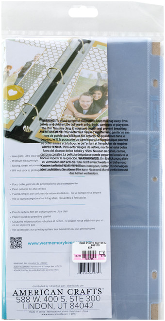 2 Pack - We R Ring Photo Sleeves 6"X12" 10/Pkg-(3) 6"X4" Pockets - WR660173