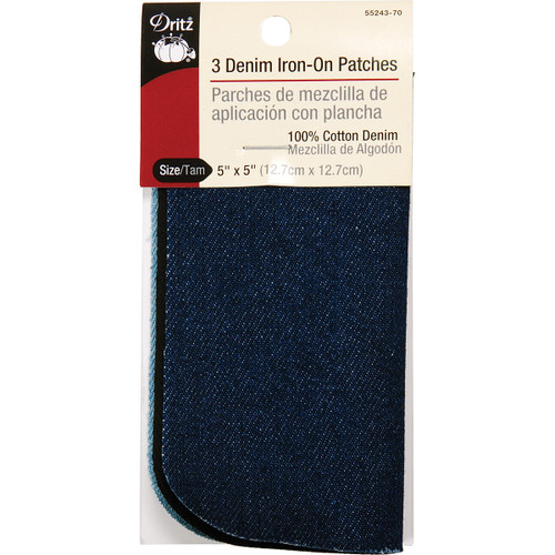 6 Pack - Dritz Iron-On Patches 5"X5" 3/Pkg-Assorted Denim - 55243 - 072879251951