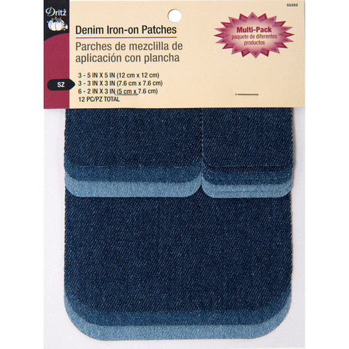 6 Pack - Dritz Denim Iron-On Patches 12/Pkg-Assorted Denim - 55282 - 072879294477