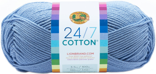 3 Pack - Lion Brand 24/7 Cotton Yarn-Sky - 761-107 - 023032015767