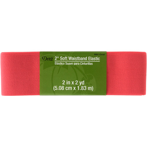 6 Pack - Dritz Soft Waistband Woven Elastic 2"X2yd-Coral - 9591-CORAL - 072879294545