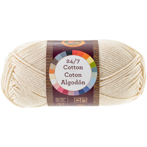 3 Pack - Lion Brand 24/7 Cotton Yarn-Ecru - 761-98