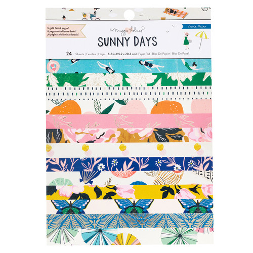 3 Pack - Crate Paper Single-Sided Card Making Pad 6"X8" 24/Pkg-Maggie Holmes Sunny Days W/Gold Foil - 350818 - 718813508186