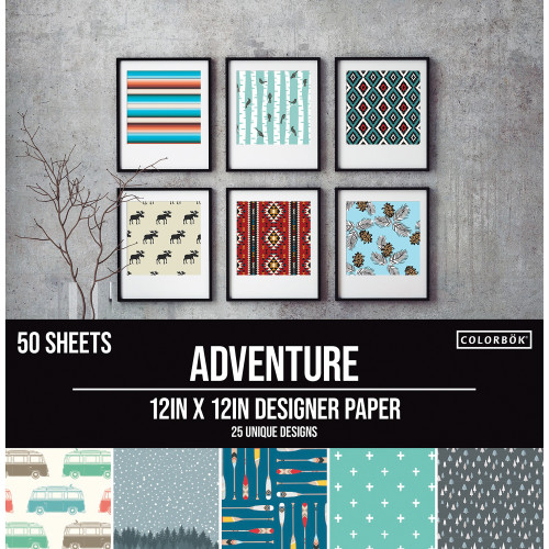 3 Pack - Colorbok 68lb Designer Single-Sided Paper 12"X12" 50/Pkg-Adventure, 25 Designs/2 Each - 74331BL - 765468743318