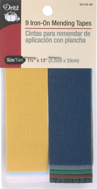 3 Pack - Dritz Iron-On Mending Tape 1-1/4"X13" 9/Pkg-Assorted Colors - 55140-66 - 072879150131