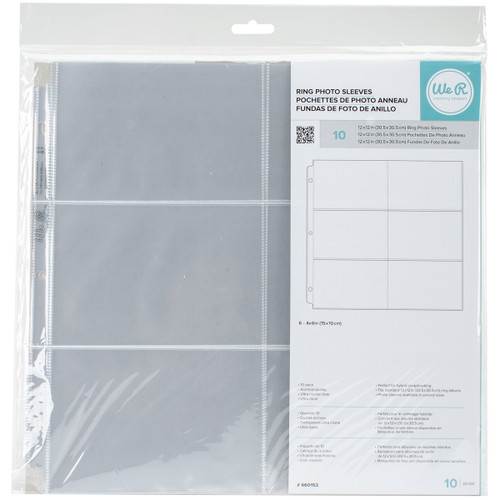 3 Pack - We R Ring Photo Sleeves 12"X12" 10/Pkg-(6) 4"X6" Pockets - WR660152 - 633356601524