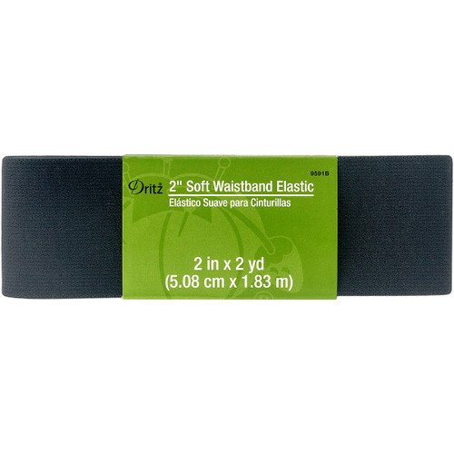 6 Pack - Dritz Soft Waistband Woven Elastic 2"X2yd-Black - 9591-BLACK - 072879995916