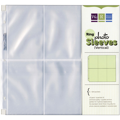 3 Pack - We R Ring Photo Sleeves 12"X12" 10/Pkg-(6) 6"X4" Pockets - WR660138