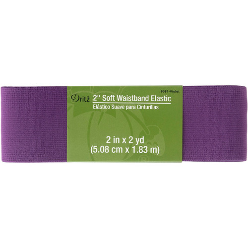6 Pack - Dritz Soft Waistband Woven Elastic 2"X2yd-Violet - 9591-VIOLE - 072879294569