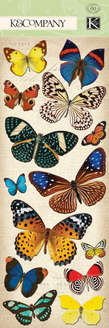 3 Pack - Adhesive Chipboard-Natural Butterflies - K137110 - 643077137110