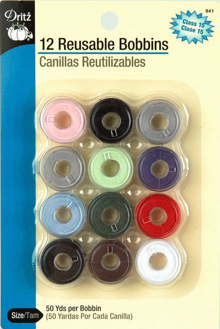 6 Pack - Dritz Reusable Bobbins Pre-Threaded 12/Pkg-Assorted Colors - 941 - 072879263725