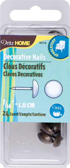 6 Pack - Dritz Home Decorative Nails 7/16" 24/Pkg-Antique Brass Smooth Head - 9016 - 072879115253