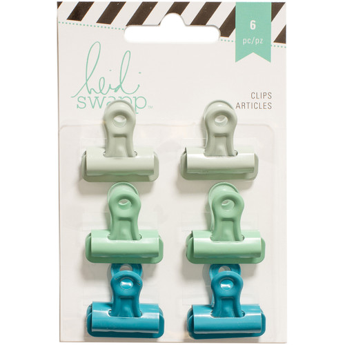 3 Pack - Heidi Swapp Bulldog Clips 1" 6/Pkg-Greens - HSBC-12224 - 718813122245