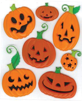 3 Pack - Jolee's Boutique Dimensional Stickers-Funny Pumpkins - E5020339