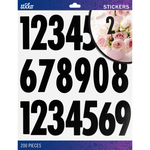 3 Pack - Sticko Number Stickers 200/Pkg-Futura -Extra Large - Black - E5290216 - 015586973655