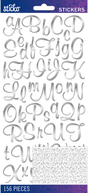 6 Pack - Sticko Alphabet Stickers-Alpha Medium Stickers - Silver Foil Scri - 5290337 - 015586947298
