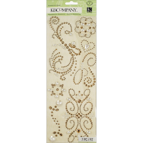 3 Pack - K&Company Swirl Adhesive Gems-Champagne - K676930 - 643077676930
