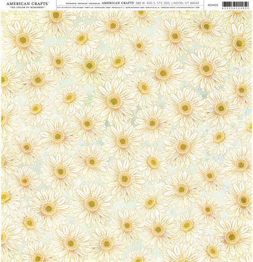 25 Pack - American Crafts Patterned Single-Sided Cardstock 12"X12"-Daisies - ACPP-24405 - 633356244059