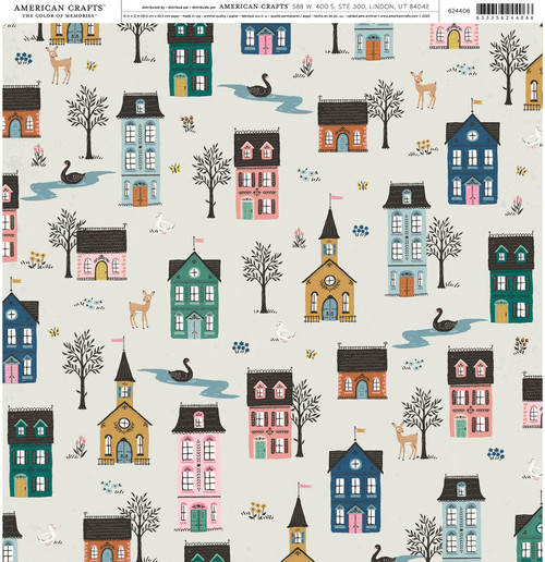 25 Pack - American Crafts Patterned Single-Sided Cardstock 12"X12"-Homes - ACPP-24406 - 633356244066
